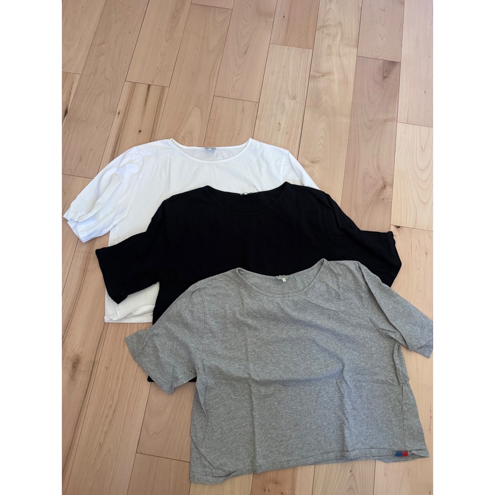 Kule Organic Cotton T-Shirt Bundle 3 Pack Black White Gray Large